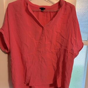 Crinkle texture relaxed casual shirt with cap sleeves